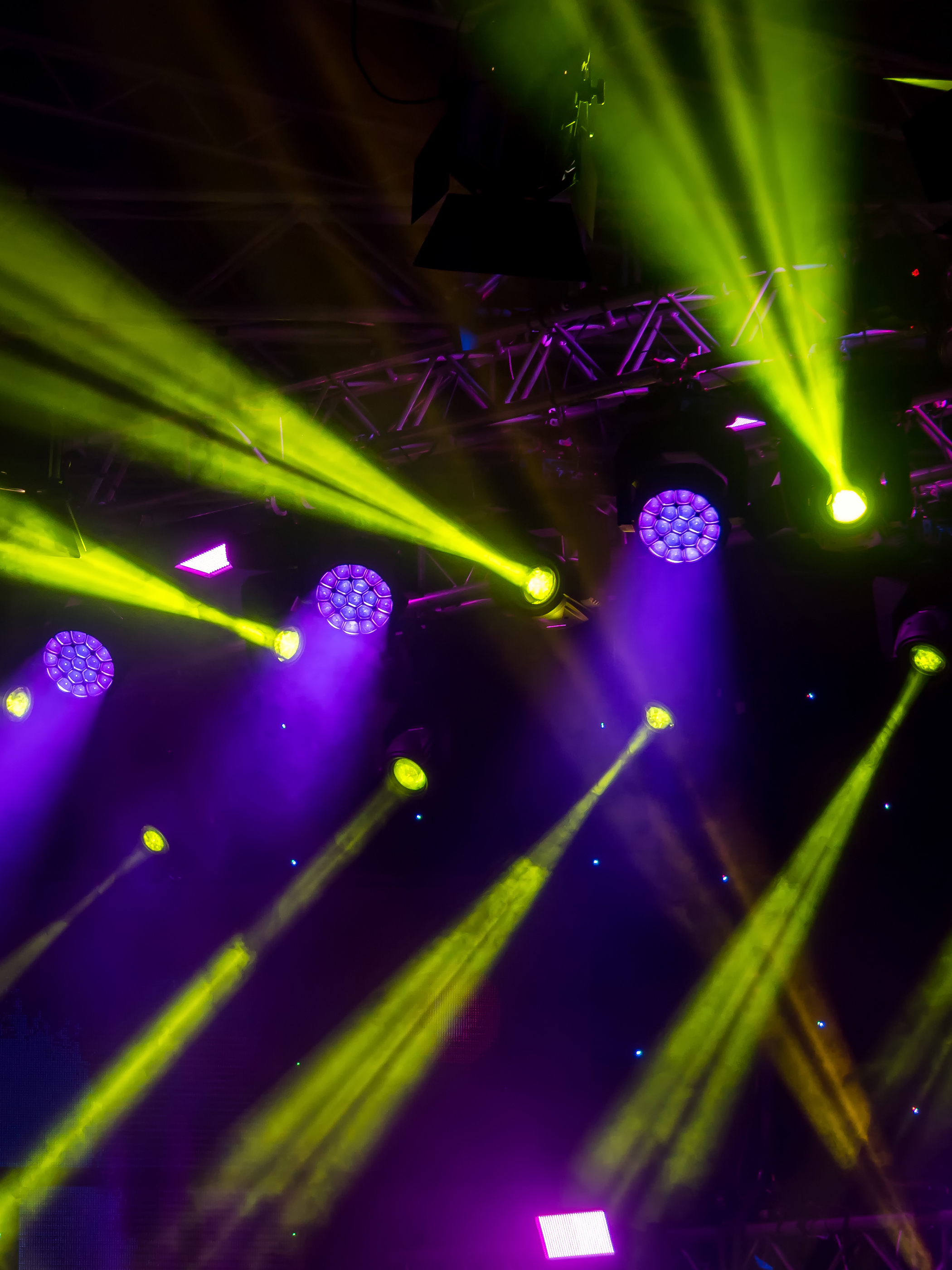 green and purple lights